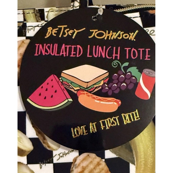 Betsey Johnson Lunch Tote Insulated Cooler Pickles & Chips Zipper Lunch Bag NWT - Picture 4 of 4